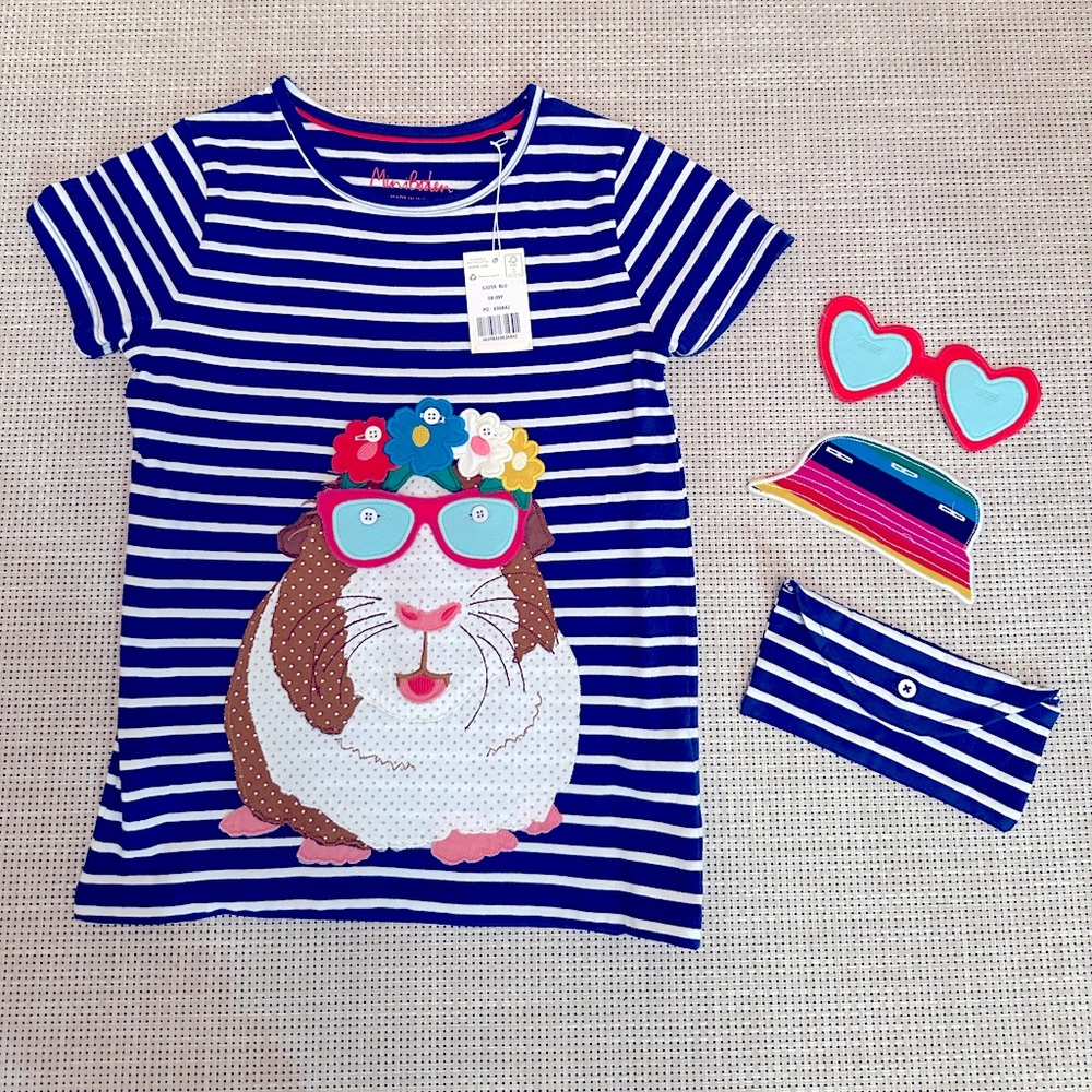 NWT Mini Boden guinea pig build your own appliqué, size 8/9.